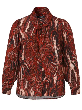 Frapp - Bluse Stehkragen 1/1 Arm Druck Schluppe red multicolor - Gr. - 44