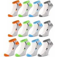 Chili Lifestyle Sneakersocken PREMIUM Sneaker Socken Damen & Herren aus Baumwolle, atmungsaktiv (Multipack, 12-Paar, 4 Farbdesigns - AirGrip Komfortbund ohne Gummidruck) Low Cut Sneaker Socken für Sport, Alltag & Freizeit
