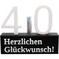 TSB Werk Geschenkbox 40. Geburtstag Geschenk Jubiläum 40 Hochzeit, Geschenkidee, Zahlenständer, Vierzig