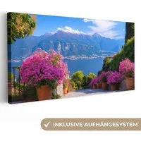 OneMillionCanvasses® Leinwandbild Panorama Comer See - Italien - Landschaft, Fotodruck (1 St), Wandbild, Deko Schlafzimmer Wohnzimmer Flur 40x20 cm