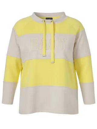 VIA APPIA DUE - Sweatshirt Kragen 1/1 Arm Motiv gelb / beige - Gr. - 46