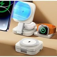 LIANNA Magnetisches kabelloses 3-in-1-Ladegerät – Telefon Smartphone-Ladegerät (2000 mA, Set, 2-tlg., Kopfhörer Ladestation Es kann auch drahtlos Mobiltelefone, Uhren und Kopfhörer aufladen,Laden Sie 3 Geräte gleichzeitig auf)