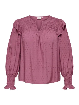 ONLY CARMAKOMA - CARLIDA LS V-NECK SMOCK TOP WVN Rose Wine - Gr. - 46