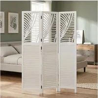 Homestyle4u Paravent Raumteiler Raumtrenner Sichtschutz Weiß Indoor Holz Wohnzimmer (3-teilig), Trennwand, 3-teilig, faltbar