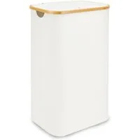 Bestlivings Wäschekorb mit Bambusrahmen inkl. herausnehmbarer Tasche, 100L, 41x37x71cm, seitliche Griffe, Wäschebox, faltbar, hygienisch