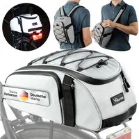 Valkental Gepäckträgertasche 3in1 Fahrradtasche Trunk Bag (mit Rucksackfunktion, und Tragegriff), wasserfest & reflektierend, 10L
