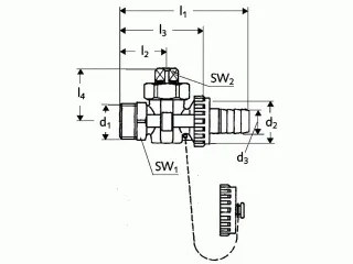 Schell F+E-Kükenhahn 1/2" messing mit Schlauchverschraubung 12,5bar 139070099