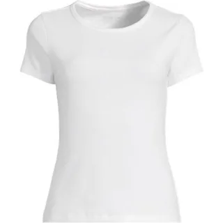 Rippshirt mit kurzen Ärmeln für Damen in Plus-Größe, Damen, size: plus, Elfenbein, Elasthan/Baumwoll-Mischung, by Lands' End