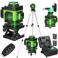 GARRYFIZH Laserwasserwaage Wasserwaagen Laser Nivelliergerät 16 Zeilen Kreuzlinienlaser, (Vertikale Horizontale Neigungslinien), 2 Akku & Basis & Hebeplattform & Wandhalterung & Stativ