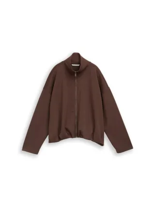 Denim Tom Tailor - Loose Fit Scuba Sweatjacke mit Stehkragen cool dark brown - Gr. - XL