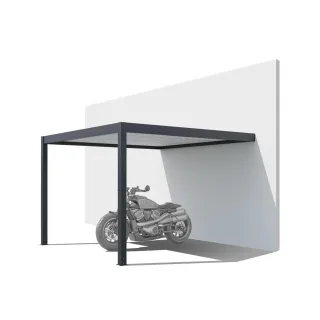 Anbaucarport 3x3 m, Basic, Anthrazit RAL 7016 Feinstruktur, 299.5 x 300.6 cm, Durchgangshöhe 205 cm, individuell konfigurieren