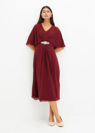 bonprix Chiffonkleid mit Strassstein-Applikation, rot, Gr.52, Weitschwingendes Midikleid aus feinem Chiffon mit einer Strasssteinapplikation in der Taille
