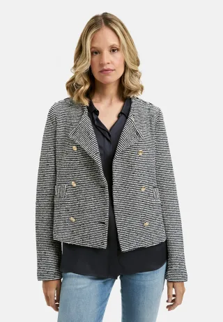 Milano Italy - Chaneljacket, double breasted, flap pockets navy print - Gr. - 38