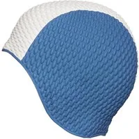 Fashy Badekappe Fashy - Badehaube Gummi Schwimmhaube Badekappe Luftgefüllt Blau Weiß