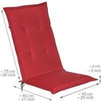 Beautissu Hochlehnerauflage Gartenstuhlauflage Loft HL Rot, 120x50x6cm, Polster Auflage, Sitzpolster & Sitzkissen für Hochlehner Gartenmöbel