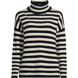 Feinstrick-Rollkragenpullover für Damen, Damen, size: regular, Schwarz, by Lands' End