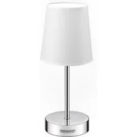 monzana Tischleuchte Lumiere, Weiß 1er Set, 32 cm Stoffschirm E14 Chrom Metall Wohnzimmer Büro Schlafzimmer
