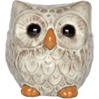 Dehner Gartenfigur Eule, 20 x 20 x 18 cm, Keramik, beige