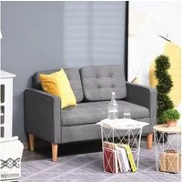 HOMCOM 2-Sitzer abnehmbarer Doppelsofa mit Kissen, Zweisitzer Sessel 1 Teile, Baumwoll Grau 117 x 62 x 78 cm