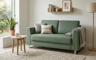 BRUNO Schlafsofa 120cm in Forest Green Grün | Klassik | stabiles Massivholz & Boxspringkomfort
