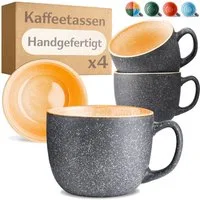 Cosumy Cappuccinotasse Kaffeetassen 4er Set aus Keramik - 350ml, 4-tlg., Keramik, Warm