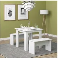 Vicco Essgruppe Sentio, Weiß, 80 x 80 cm mit 2 Bänken, (Set, 3-tlg., 3-er Set), platzsparend