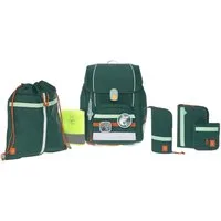 LÄSSIG Schulranzen Unique, Boxy, Ocean Edition, dark green (Set, 7-tlg), PETA-approved vegan, aus recycelten PET-Flaschen