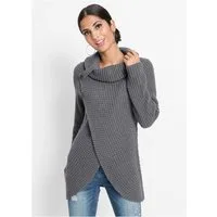 bonprix Strickpullover mit weitem Rollkragen mit Riegel, asymmetrische Lagenoptik