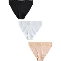 Next Tanga 3er-Pack nahtlose Slips mit Spitzenbesatz, Tanga (3-St)