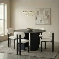 IDIMEX Essgruppe ARVIKA FRANCA, (5-tlg), Esstisch rund 120 cm mit 4 Stühlen robustes MDF Schwarz/Weiß