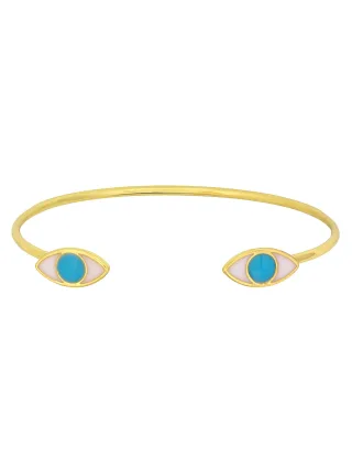 Fashionbox Armreif Messing vergoldet "Sparkle Evil Eye" türkis
