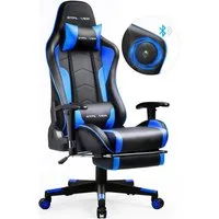 GTPLAYER Gaming-Stuhl Bürostuhl Gamer Stuhl mit Fußstützen Bluetooth Lautsprecher, Ergonomischer Musik Computerstuhl inkl. Lendenwirbel- und Nackenkissen