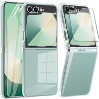SmartUP Smartphone-Hülle für Samsung Galaxy Z Flip 7 FE 5G Tasche Silikon Schutzglas Case 9H 6,7 Zoll, kompletter Rundumschutz
