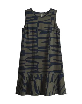 Opus - Printkleid mit angesetztem Volant - Wenola jungle blau/grün - Gr. - 38