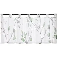 Joyswahl Scheibengardine (1 St), Schlaufen, transparent, Voile Landhausstil Weiß Kurzstores mit Blatt- und Blumenmuster