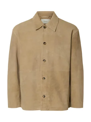 SELECTED MEN - SLHRORY SUEDE OVERSHIRT white pepper - Gr. - L