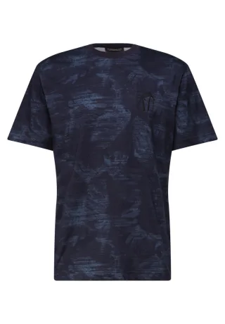 Street One - T-Shirt mit Allover-Print und Embroidery blau - Gr. - L