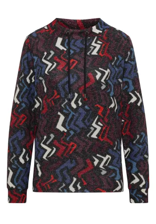 CECIL - Cosy Shirt mit Grafikmuster black multi melange - Gr. - L
