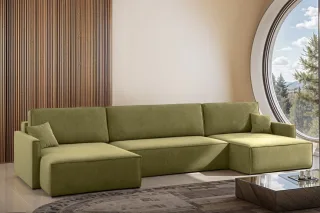 Wohnlandschaft mit Schlaffunktion Sofa LOUIS Stoff Salvador Grün