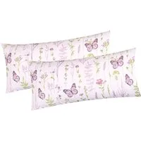 Heubergshop Kissenbezug, (2 Stück), 2er Set 40x80cm Geblümt Kissenhülle Baumwolle (EW-Schmetterling-40x80)