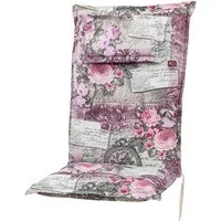 KETTtex Hochlehnerauflage Hochlehner Rom 0798 rosa-grau Blumen Landhaus 123x50x9 cm KETTtex, (1 St), Halteband verstellbar mit Bindebändern
