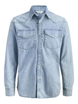 JACK&JONES - -JJEWESTERN JJSHIRT AT 187 NOOS Blue Denim - Gr. - XL