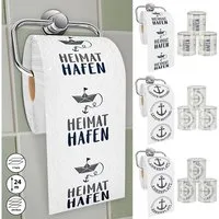 CEPEWA Toilettenpapier Toilettenpapier maritim 12er Set 3 Motiven 24m 2-lagig PVC 18g/qm WC