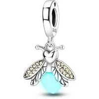 PANDACHARMS Bead Leuchtendes Glühwürmchen Anhänger für Armband, 925 Silber, Zirkonia