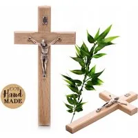 Festivalartikel Kommunionskarte Holz Kreuz Wandkreuz 17,5 cm Jesus INRI gefräst Polen