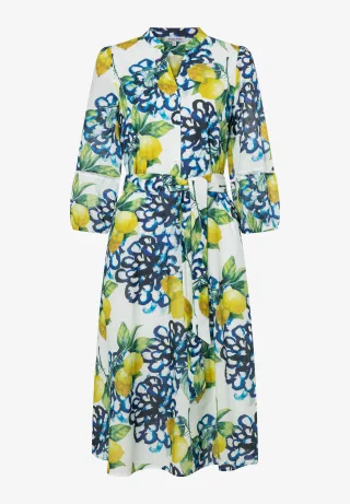 MORE & MORE - Kleid mit Zitronen-Print weiß - Gr. - 40