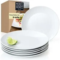Moritz & Moritz Dessertteller Moritz & Moritz BASIC 6tlg Dessertteller Set weiß, (6 St), für 6 Personen - spülmaschinen- und mikrowellengeeignet