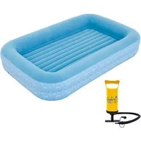 Avenli Luftbett Luftmatratze für Kinder blau mit Pumpe, (Reisebett blau, 1-tlg., Kinderluftbett 172x112x30cm), Luftmatratze mit erhöhtem Rahmen