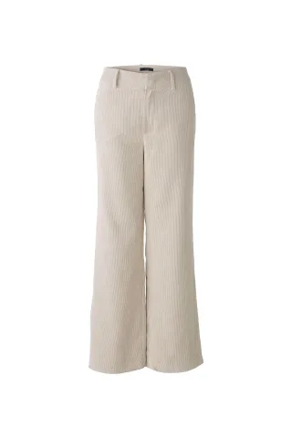 Oui - Cordhose straight leg, mid waist, long light beige mel - Gr. - 46