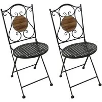 HTI-Living Gartenstuhl Gartenstuhl 2er-Set Metall Schwarz Holzoptik (Set, 2 St)